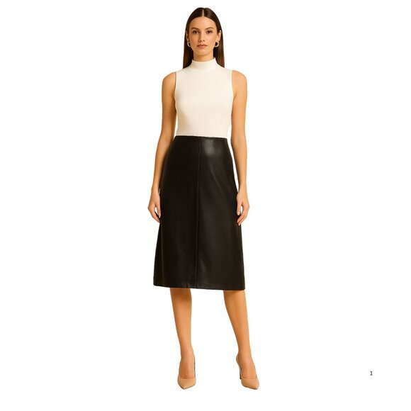 ✨ A New Day Black Faux Leather Midi Skirt – Size 14 – NWT - Picture 1 of 5